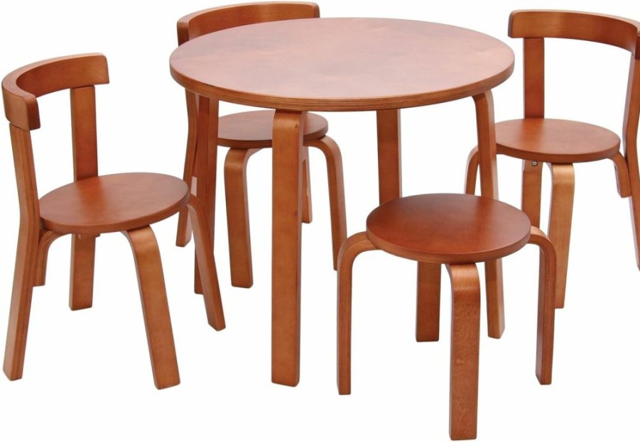 Svan | Kids Table And Chair Set - Play With Me Toddler Table With 3 Chairs And Adult Stool For Arts & Activities- Playroom Furniture, Dining Table For Homes, Daycares, Classrooms- 100% Wood (Natural)