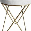 JSMY | Fbbszsd Furniture Metal Dressing Stool Soft Flannel Makeup Seat Change Shoes Bench Nordic Living Room Sofa Dining Chair Tea Table Low Stool Seat Height 45Cm - White