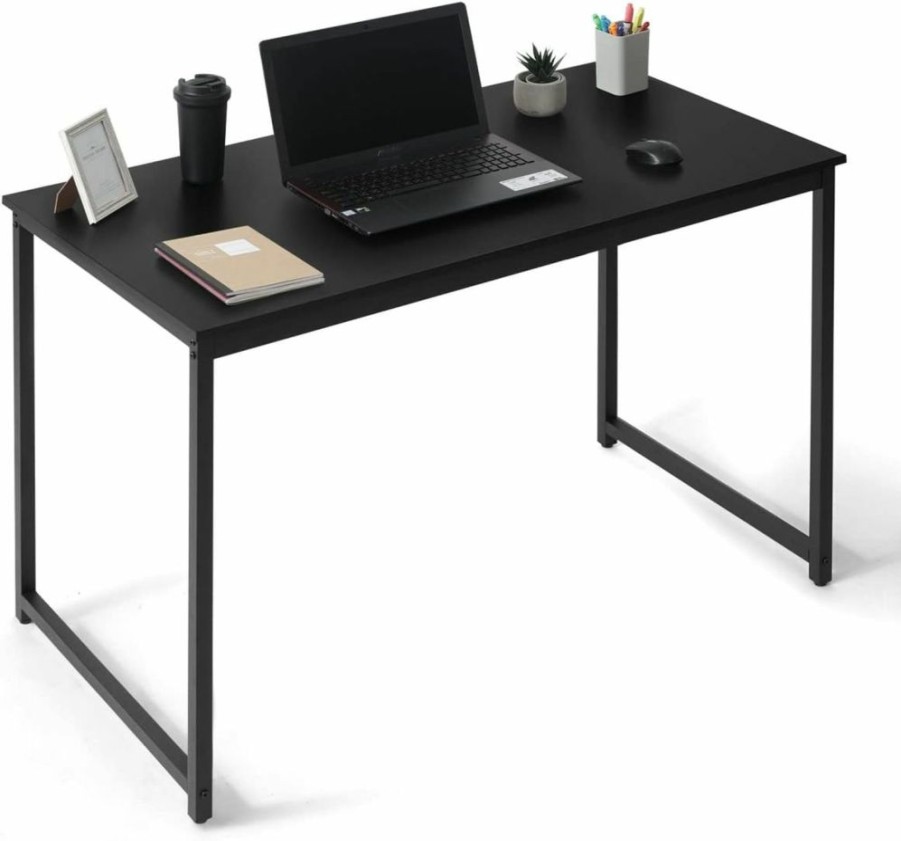 CAPHAUS | Caphaus 55 Inch Computer Desk, Home Office Desk, Modern Work Desk, Writing Desk For Small Space, Simple Desk For Home Use & Office, Pc Table, Gaming Desk, Space-Saving Workstation, Black