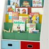 SEIRIONE | Seirione Kids Book Shelf, Children Display Rack, 4 Sling And 2 Storage Boxes For Toys Organizer, White