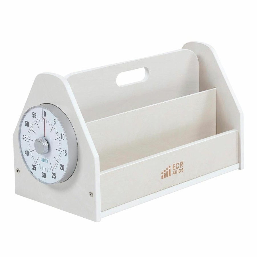 ECR4Kids | Ecr4Kids Double-Sided Book Caddy With Countdown Timer, Portable Library, Natural