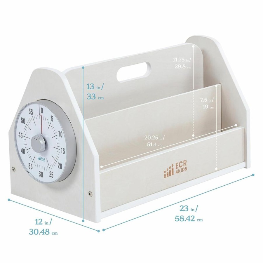 ECR4Kids | Ecr4Kids Double-Sided Book Caddy With Countdown Timer, Portable Library, Natural