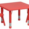 EMMA + OLIVER | Emma + Oliver 24" Square Natural Plastic Height Adjustable Activity Table Set With 2 Chairs