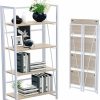 GHQME | Ghqme No-Assembly Folding Bookshelf Storage Shelves 4 Tiers Vintage Multifunctional Plant Flower Stand Storage Rack Shelves Bookcase For Home Office (White)