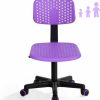 FurnitureR | Desk Chair Armless Cute Office Chair, Low Back Rolling Home Office Task Chair Adjustable Swivel Study Chair For Girls Teens Adults Children Kids, Purple