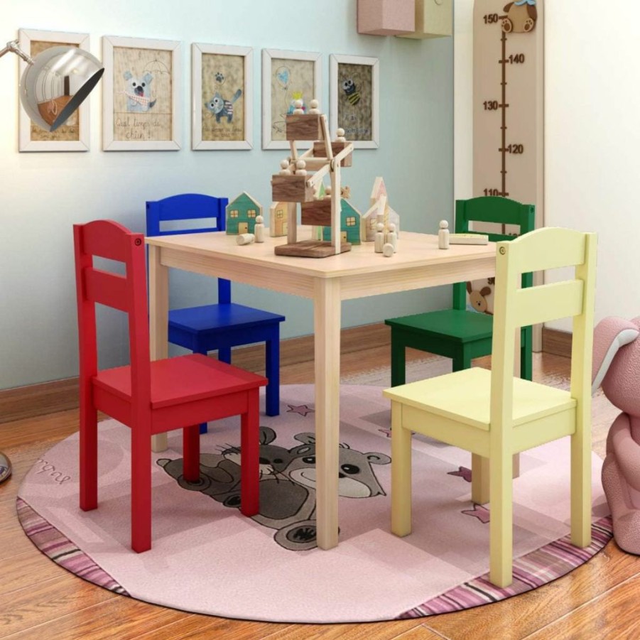 Costzon | Costzon Kids Table And Chair Set, 5 Piece Wood Activity Table & Chairs For Arts, Crafts, Homework, Snack Time, Preschool Furniture, Gift For Boys Girls, Toddler Table And Chair Set (Grey & White)