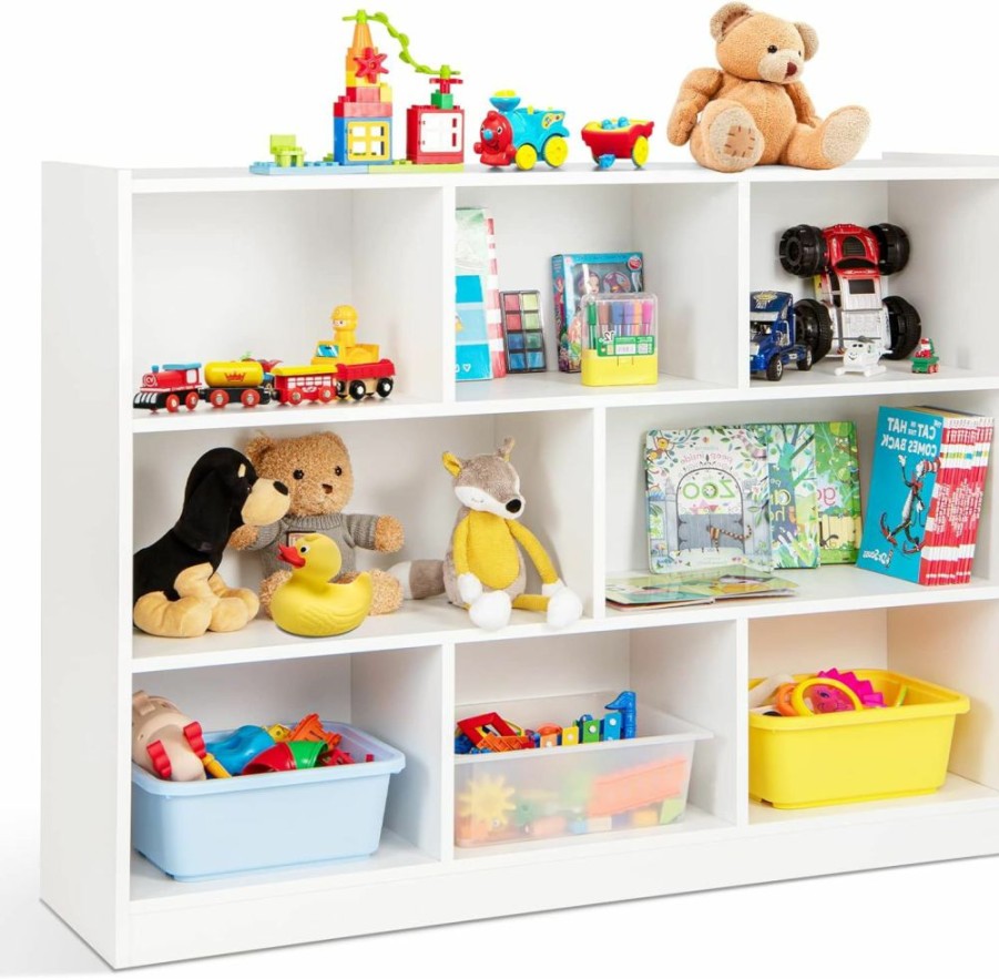 HONEY JOY | Honey Joy Kids Storage Organizer, 8-Section Wooden Display Shelf For Classroom, Playroom, Nursery, Kindergarten