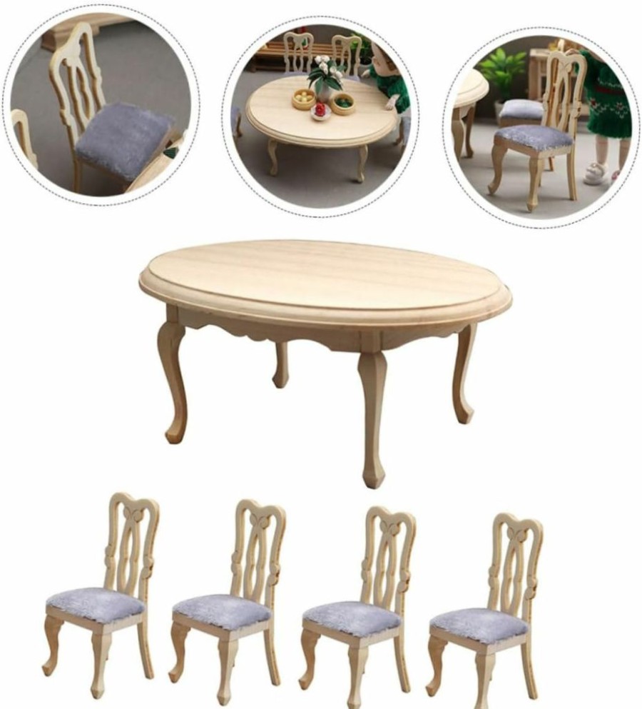 Abaodam | Abaodam 1 Set Simulated Dining Table Kids Table And Chair Dining Room Table Decor Home Decoration Kid Furniture Kids' Tables & Chairs Dinner Table Decor Household Wooden Chair Table Child