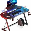 MOTPK | Motpk 39 Inch White Gaming Desk Z-Shaped Sturdy Gaming Table, Kids Computer Desk Workstation Home Office Desk With Monitor Stand Cup Holder And Headphone Hook, Snow White,Gift Idea