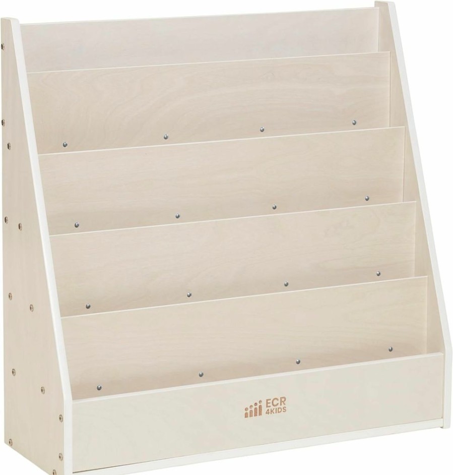 ECR4Kids | Ecr4Kids Streamline Single-Sided Book Display With Storage, Classroom Bookshelf, White Wash