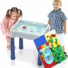 PicassoTiles | Picassotiles Kids Activity Center Play Table & Study Desk Set Sandbox Water Tight Container Storage All-In-1 Stem Toy Kit Playset With 331Pc Dual Size Building Bricks Construction Blocks Marble Run