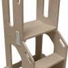 Busy Kids | Busy Kids 2-In-1 Kitchen Tower And Art Desk, Natural - Versatile Solid Wood Toddler Step Stool & Kids Bathroom Sink Stool W/Safety Latches - Ideal For Kids Bathroom And Creative Play