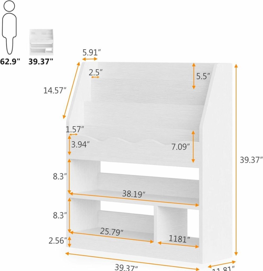 Tribesigns | Tribesigns Kids Bookcase, White Kid'S Bookshelf With Toys Storage Organizer, Children Bookshelf, Childrens Bookcase For Kid'S Room, Playroom, Homeschool, Nursery, Kindergarten