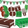 Gatherfun | Football Party Supplies Kit Serve 24,Includes Dinner Plates, Dessert Plates, Napkins, Cups,Banner And Touchdown Tablecloth For Football Birthday Party Football Gameday Tailgate Party Decorations