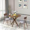 Tangkula | Tangkula 5-Piece Dining Table Set For 4, Kitchen Table Set With Seat, Solid Wood Legs, Metal Frames & Tempered Glass Tabletop, Round Dinner Table & 4 Chairs For Home, Natural