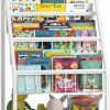 JAQ | Jaq Kids Bookshelves With Storage Bins, 3-Tier Metal Bookcases Rack On Display With 2-Tier Storage Boxes Organizer In Study Room Playrooms Nursery For Preschooler Children (5-Tier/39.17Inch,White)