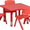 Flash Furniture | Flash Furniture 24'' Square Red Plastic Height Adjustable Activity Table Set With 4 Chairs