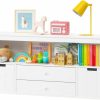 Timy | Timy 44.5" Toy Storage Organizer With 2 Drawers, Wooden Toy Organizer Bins, Kids Bookshelf For Reading, Storing, Playing, White