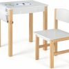 HONEY JOY | Honey Joy Kids Table And Chair Set, Wooden Lift-Top Desk & Chair With Storage, Paper Roll Holder & Pen Slot, Activity Table Set For Craft Art, Children Furniture Set For Daycare (Light White)