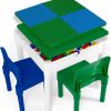 Play Platoon | Platoon Kids 5-In-1 Activity Table Set - Sensory, Art, Water, Building Blocks & Crafts - For Toddlers - Red/Blue/Yellow/Green