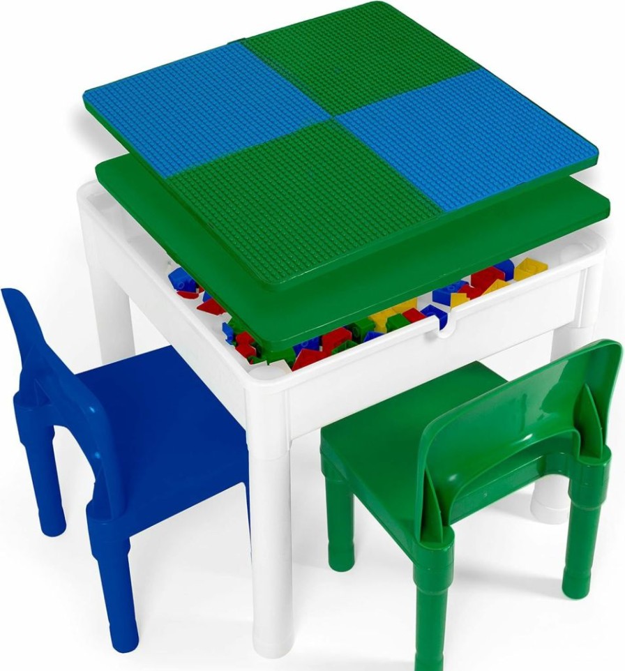 Play Platoon | Platoon Kids 5-In-1 Activity Table Set - Sensory, Art, Water, Building Blocks & Crafts - For Toddlers - Red/Blue/Yellow/Green