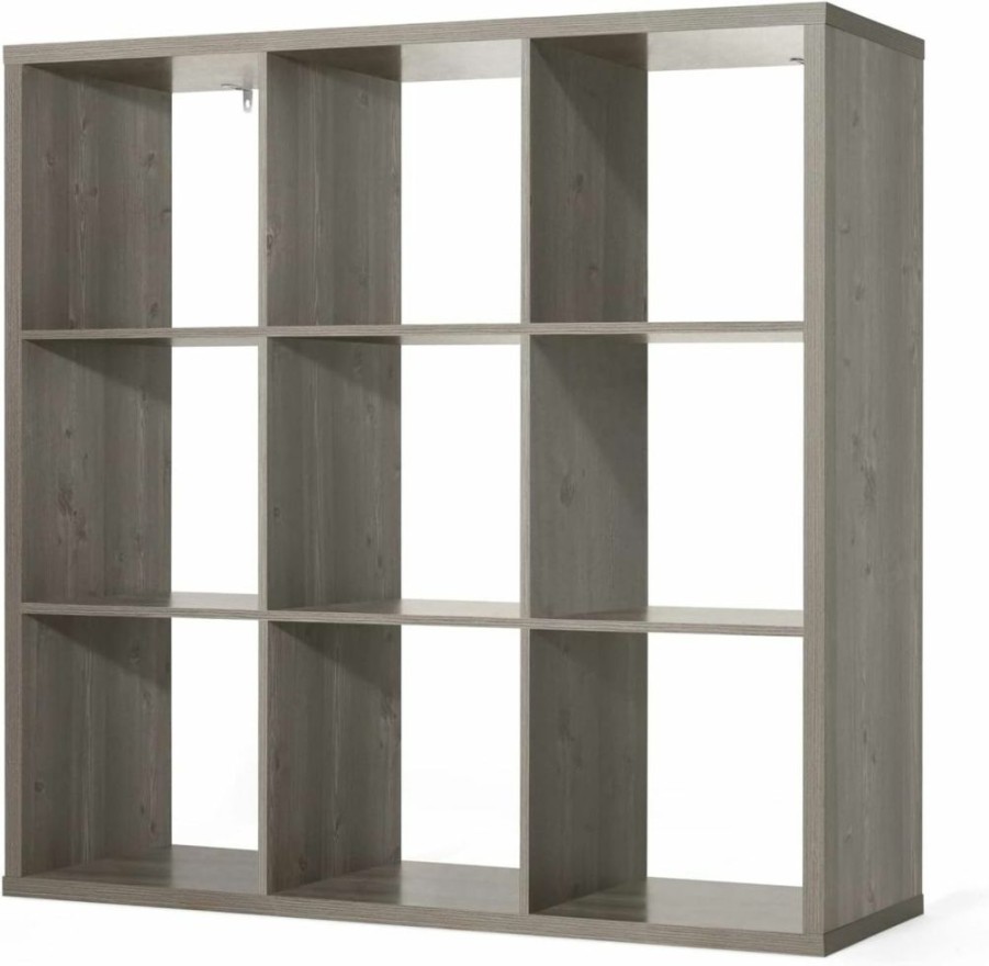 CAPHAUS | Caphaus Sturdy Room 13-Inch Cube Storage Organizer Shelf, With Extra Thick Exterior Edge, Open Storage Shelf Divider, Bookcase, 6-Cube, Rustic Grey Oak