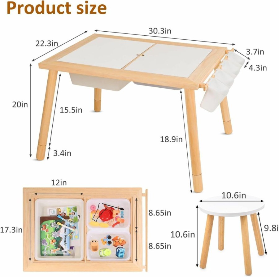 VISCOO | Viscoo Kids Sensory Table With Adjustable Height, Kids Activity Table, Play Sand Table Kids Table With Writable Lids, Storage Bins And Buckets, Indoor/Outdoor Kids Play Drawing Table