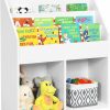 Costzon | Costzon Kids Bookshelf, Wooden Toy Storage Cabinet Organizer With Shelves & 2 Large Cubes, 2-In-1 Children Bookcase Display Sling Book Rack For Kids Room, Bedroom, Nursery, Kindergarten (White)