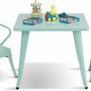 Costzon | Costzon Kids Table And 2 Chair Set For Indoor/Outdoor Use, Steel Table And Stackable Chairs, Preschool, Bedroom, Playroom, Home, Furniture For Toddlers Boys & Girls(Mint Green, Table & Chairs)