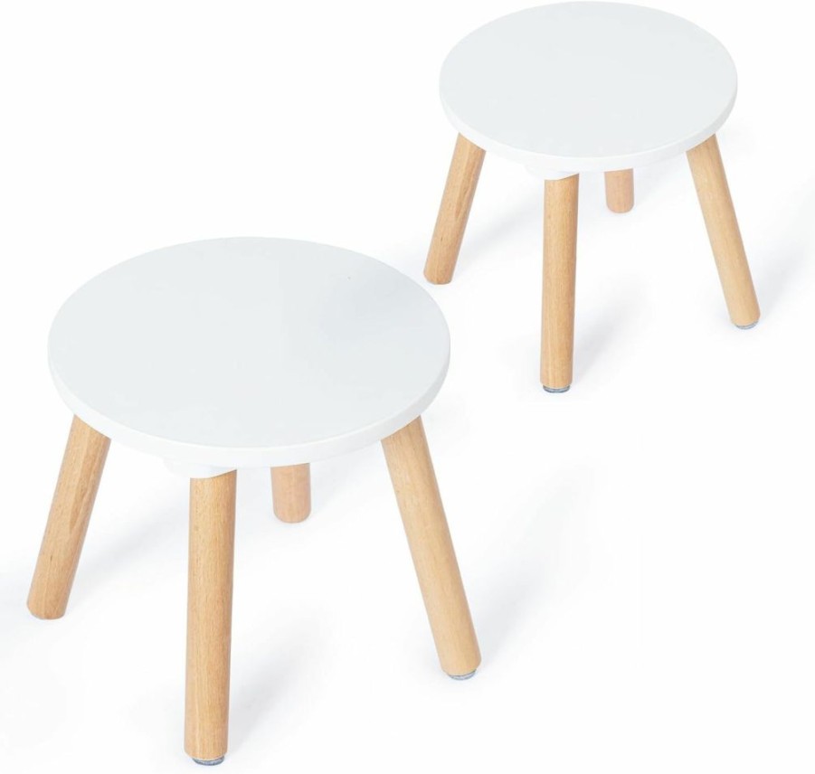 Frogprin | Frogprin 2 Pack Wooden Kids Stool, Perfect Matched Sensory Table, Toddler Step Stool Multi-Purpose Sitting Stool Children'S Small Stool 10.23In Round Stool Stable Natural Anti-Slip