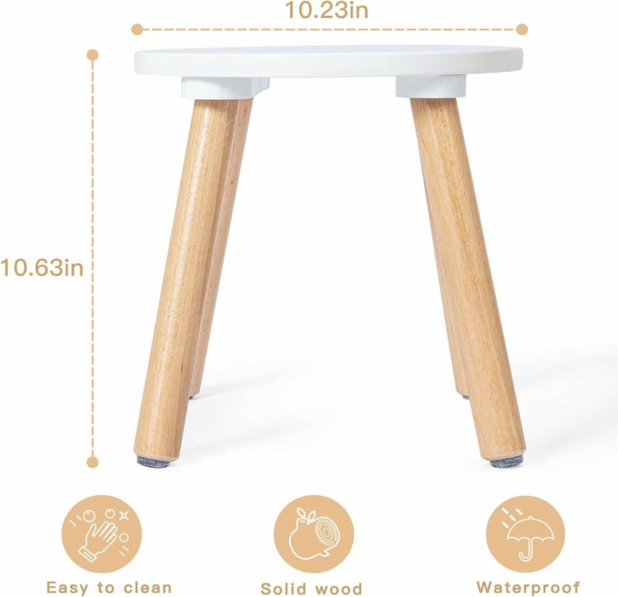 Frogprin | Frogprin 2 Pack Wooden Kids Stool, Perfect Matched Sensory Table, Toddler Step Stool Multi-Purpose Sitting Stool Children'S Small Stool 10.23In Round Stool Stable Natural Anti-Slip