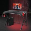 LYNSLIM | Lynslim 42 Inch Gaming Desk - Black Gaming Table Desk For Boy Home Computer Desk With Cup Holder And Headphone Hook Gamer Workstation Game Table