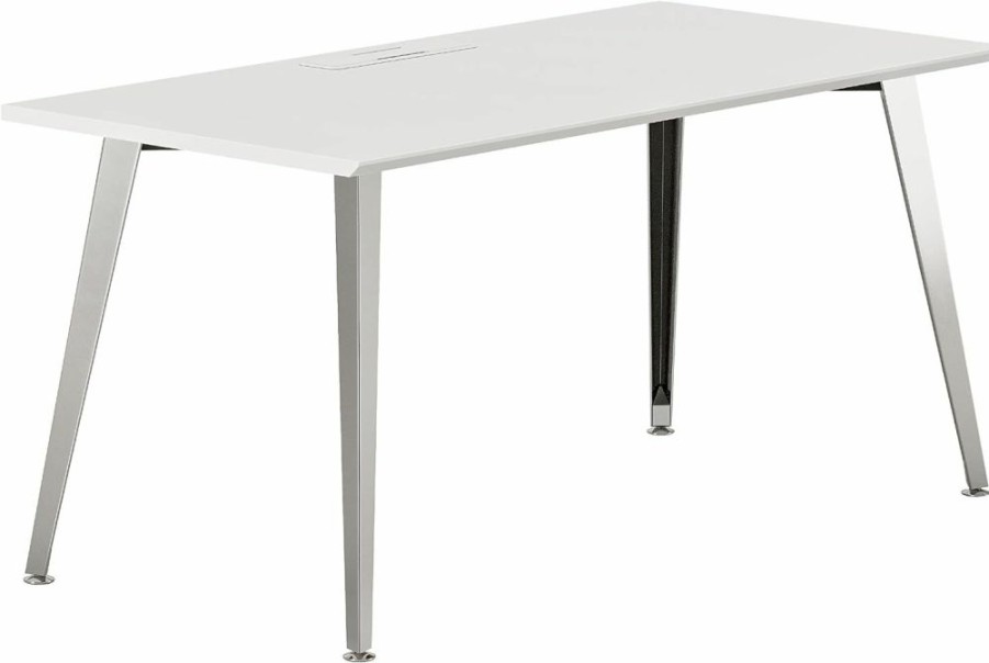 Branch | Branch Office Desk - Durable, Customizable, And Stylish Work Desk Solution For Home Offices - Effortless Assembly And Efficient Cable Management - 48" White Top - White Base