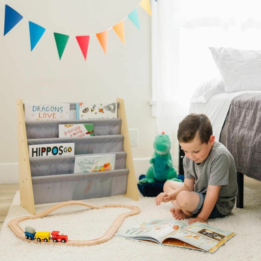 Wildkin | Wildkin Kids Canvas Sling Bookshelf For Boys And Girls, Wooden Design Features Four Fabric Shelves, Keep Bedrooms, Playrooms, And Classrooms Organized, Measures 25 X 24 X 11 Inches (Royal Blue)