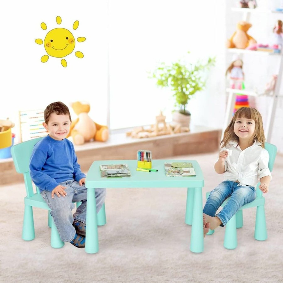 Costzon | Costzon Kids Table And Chair Set For Toddler, 3 Piece Plastic Children Activity Table For Reading, Drawing, Snack Time, Arts Crafts, Preschool, Kindergarten & Playroom, Easy Clean (Pink)