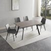 ZckyCine | Zckycine Modern Mid-Century Style 4-Piece Dining Table Set Rectangular Wooden Table 2 Soft Cushioned Leather Chairs 1 Bench, Suitable For 4-Person Dining