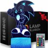 ZIHAOKID | Zihaokid 16 Colors 3D Illusion Sonic Night Light The Hedgehog Night Light, Table Lamp With Remote Control Kids Bedroom Decoration