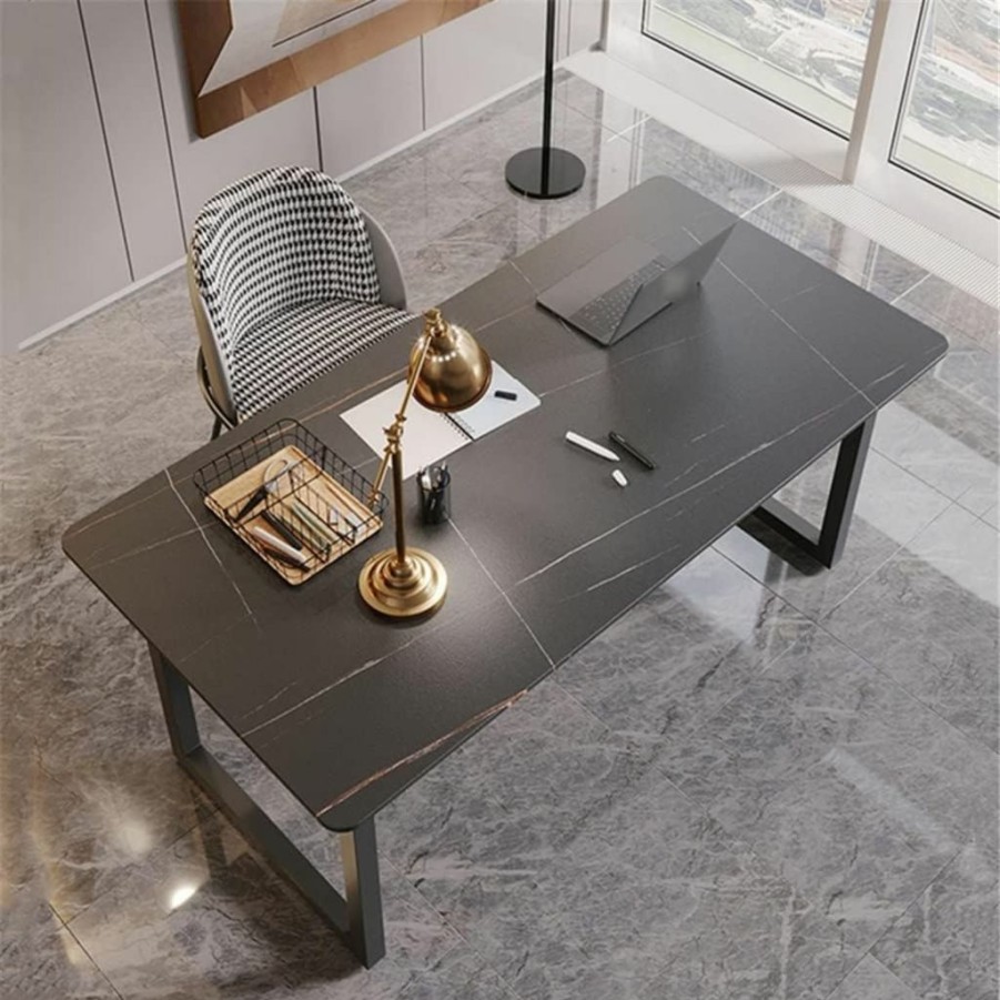 AikanE | Aikane Rock Slab Computer Desk Desk Gaming Table Large Desk Writing Desk Meeting Negotiation Table (Color : D, Size : 120 * 60 * 75Cm)