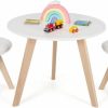 Costzon | Costzon Kids Table And Chair Set, 3 Pcs Wood Activity Play Table W/Padded Seat & Wood Legs For Arts, Crafts, Reading, Preschool, Kindergarten, Playroom, Mid Century Modern Toddler