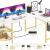 Unikito | Unikito L Shaped Desk With Power Outlet, 98.4" Reversible Corner Computer Table With Storage Shelves And Bag, Modern 2 Person Large Long Desk For Home Office Writing Study Workstation, White