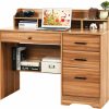 Catrimown | Catrimown White Computer Desk With 4 Storage Drawers - 44" Wood Executive Desk For Home Office Or Student