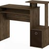 Furinno | Furinno Abbott Corner Computer Desk With Bookshelf, Americano/Chrome