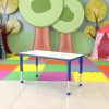 Flash Furniture | Flash Furniture Wren Adjustable Classroom Activity Table For School And Home, Rectangular Plastic Activity Table For Kids, 23.625" W X 47.25" L, Gray/Blue