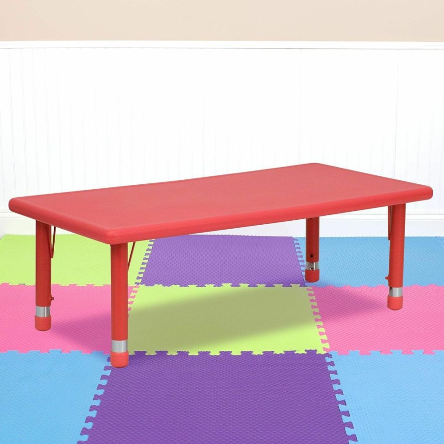 EMMA + OLIVER | Emma + Oliver 24" W X 48" L Natural Plastic Adjustable Activity Table - School Table For 6