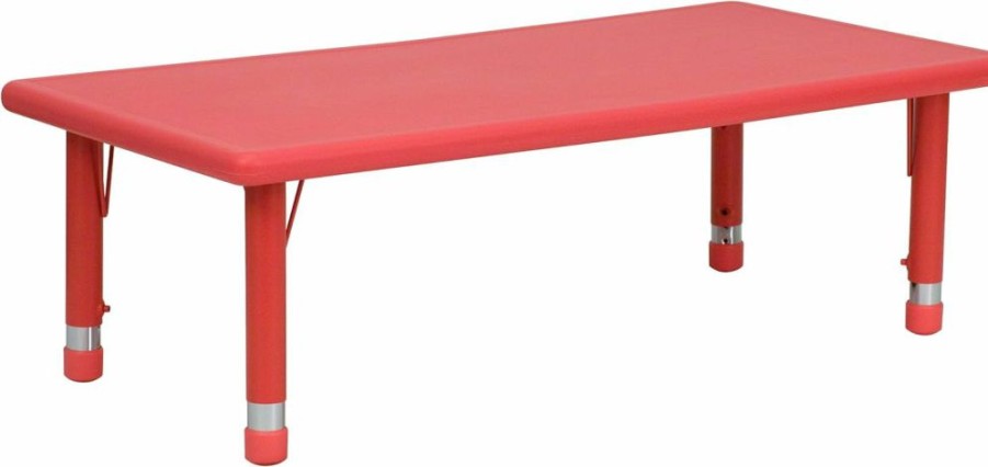 EMMA + OLIVER | Emma + Oliver 24" W X 48" L Natural Plastic Adjustable Activity Table - School Table For 6