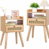 Urban Deco | Urban Deco Nightstand,Wooden Bedside Table With Fabric Drawer,Modern End Table For Bedroom And Living Room.