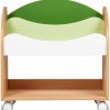 Flying Olly | Flying Olly Kids Bookshelf, Solid German Beech Wooden Toddler Bookcase With Wheels, Children Books Display Shelf, Baby Books And Toys Storage Rack, Infant Book Cart For Bedroom, Playing Room - Green