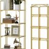 Crofy | Crofy No Assembly Folding Bookshelf, 5 Tier White Bookshelf, Metal Book Shelf For Storage, Folding Bookcase For Office Organization And Storage, 12.87" D X 22.91" W X 68.1" H