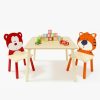 FAMIKITO | Famikito Kids Table And 2 Chairs Set, 3 Pieces Wooden Activity Play Table Set, Toddler Table And Chair Set For Boys & Girls Daycare Home Children Playroom School Kindergarten (Lion & Monkey)