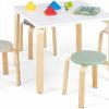 INFANS | Infans Kids Wooden Table And Stool Set, 5-Piece Activity Table With 4 Stools For Toddler Building Block Drawing Reading Art Crafts, Children Natural Furniture Set For Kindergarten Classroom